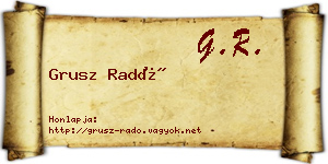 Grusz Radó névjegykártya